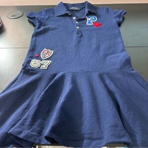 POLO Ralph Lauren Girls Dress Navy Short Sleeve Patches Size 5